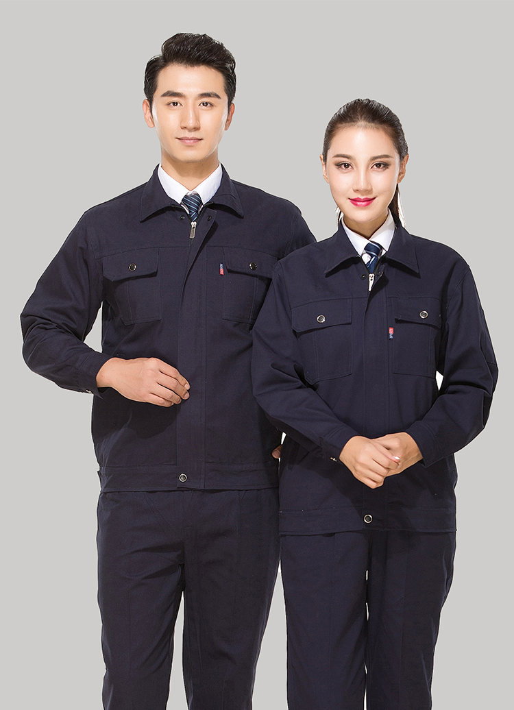寿县工作服定做厂家定制工服款式全棉藏青色工作服长装GZ-8021